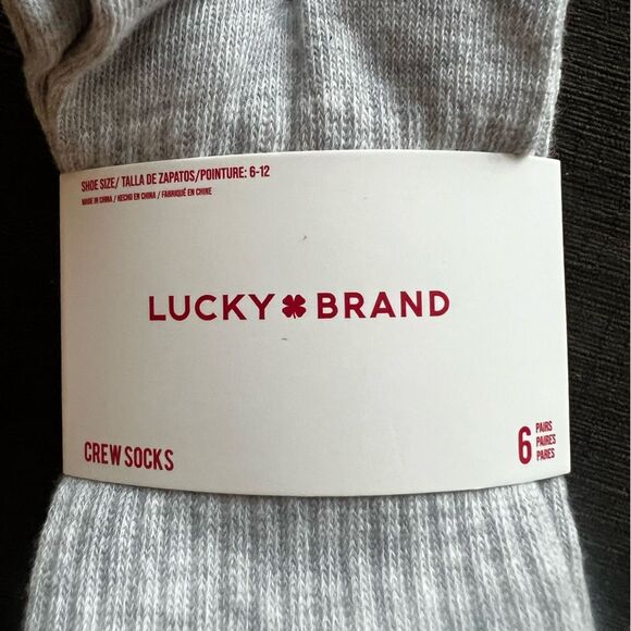Lucky Brand Men's Casual Logo Crew Socks 6 Pack (4 Grey ,2 White) NWT - Picture 4 of 9